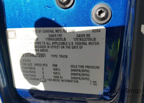 2004 Chevrolet Silverado 1500 Ls from USA, damaged, VIN 1GCEK19T94E272901